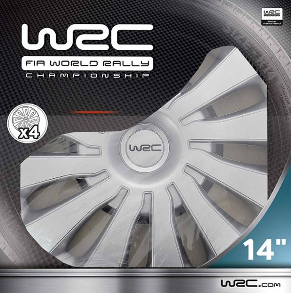 WRC scatola 4 copricerchi grigio metallizzato per tutte le ruote da 14 pollici