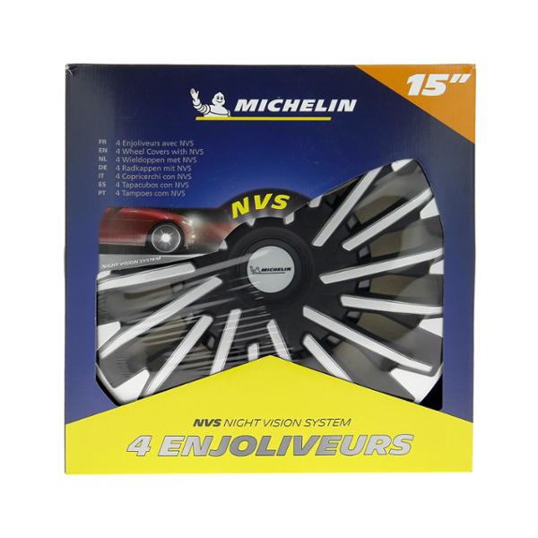 MICHELIN 4 enjoliveurs 15'' pouces SOHO SILVER BLACK