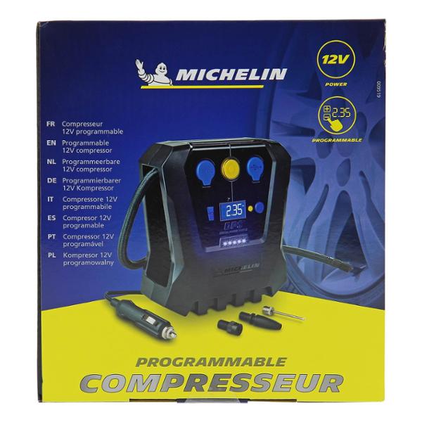 MICHELIN 009519 Compresseur à Air 12 V Programmable – 7 Bars – Gonflage Pneus de Voiture en 3 Minutes – Arrêt Automatique - Manomètre Digital – Robuste Compact – LED - Livré avec embouts adaptateurs