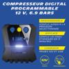 MICHELIN 009519 Compresseur à Air 12 V Programmable – 7 Bars – Gonflage Pneus de Voiture en 3 Minutes – Arrêt Automatique - Manomètre Digital – Robuste Compact – LED - Livré avec embouts adaptateurs