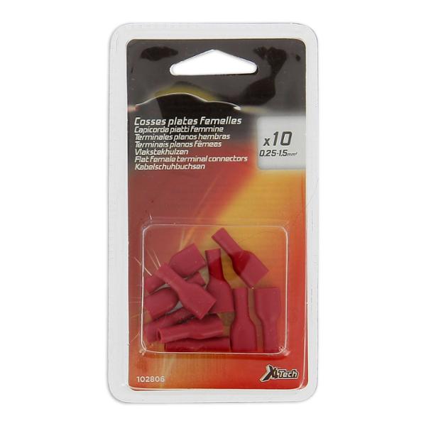 XLTECH 10 terminals flat/female/red sheath
