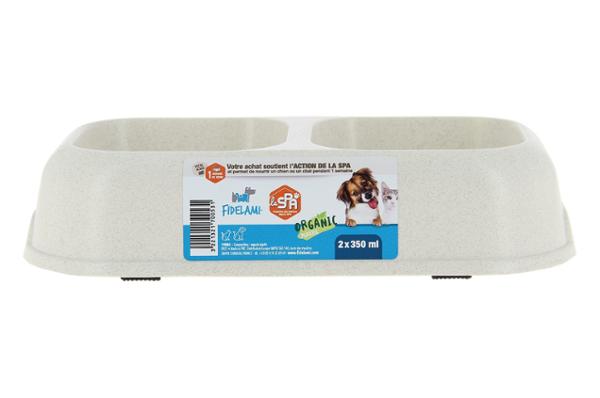 FIDELAMI Gamelle double pour chat en bio-plastique 2x350 ml