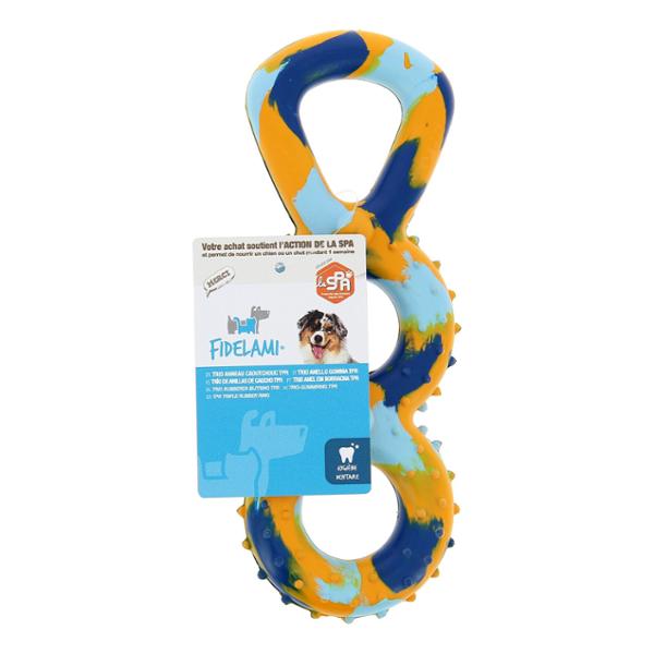 FIDELAMI Jeu pour chien Trio anneau bleu et jaune