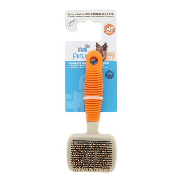 FIDELAMI Brosse nettoyante push autonettoyante pour chiens et chats