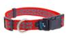 FIDELAMI Collier Réfléchissant Chien, Motif géométrique, Rouge, L 38 à 60 cm