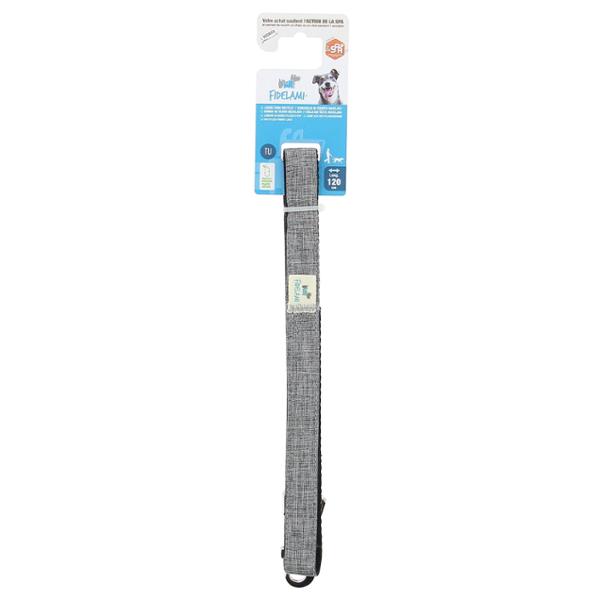 FIDELAMI Laisse pour Chien, en Tissus Recyclé, Gris Chiné, 120 cm