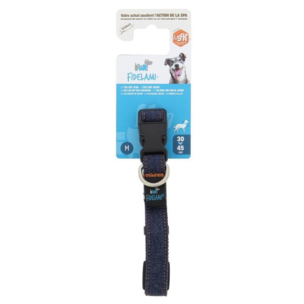 FIDELAMI 170319 Collier pour Chien Blue Jean, M : 30 à 45 cm