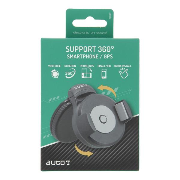 AUTO-T Support ventouse smartphones/GPS Auto rotatif 360° - Taille universelle
