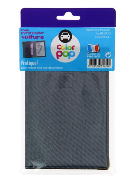 PORTE PAPIERS CARBONE GRIS FONCE
