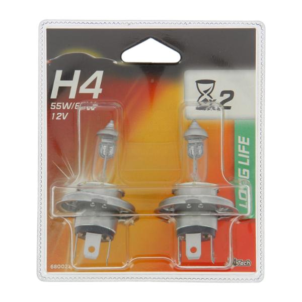 XLTECH 2 ampoules longue durée LongLife H4 12V 55W 60W