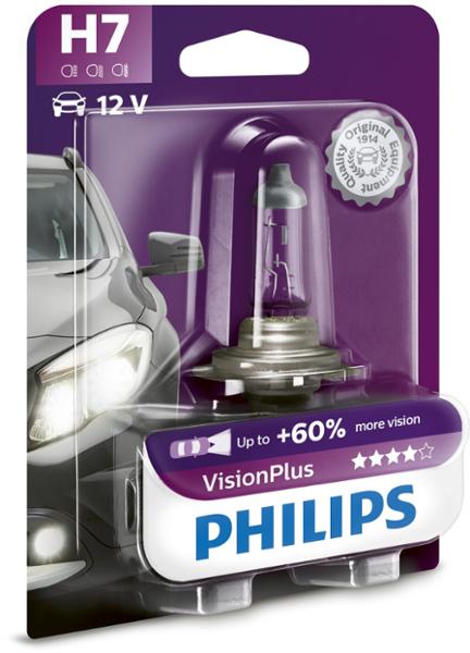 PHILIPS VisionPlus 60% 1 ampoule H7 12V 55W grande luminositée éclairage auto