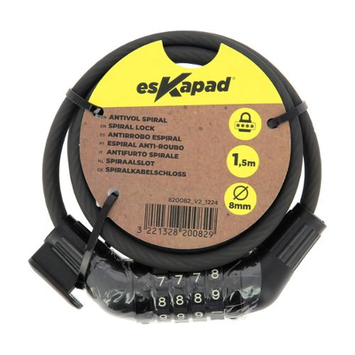 ESKAPAD code cable lock Ø8mmx1.5m + holder